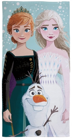 Frost håndklæde Frozen 2 - Anna, Elsa og Olaf - 70x140 cm - 100% Bomuld - Badehåndklæde med frost